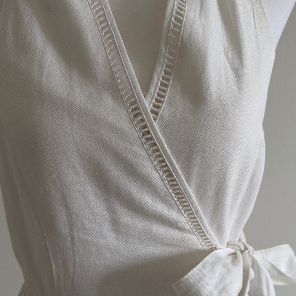 INC International Concepts White Asymmetrical Palm-Embroidered Midi Dress - Picture 5 of 7